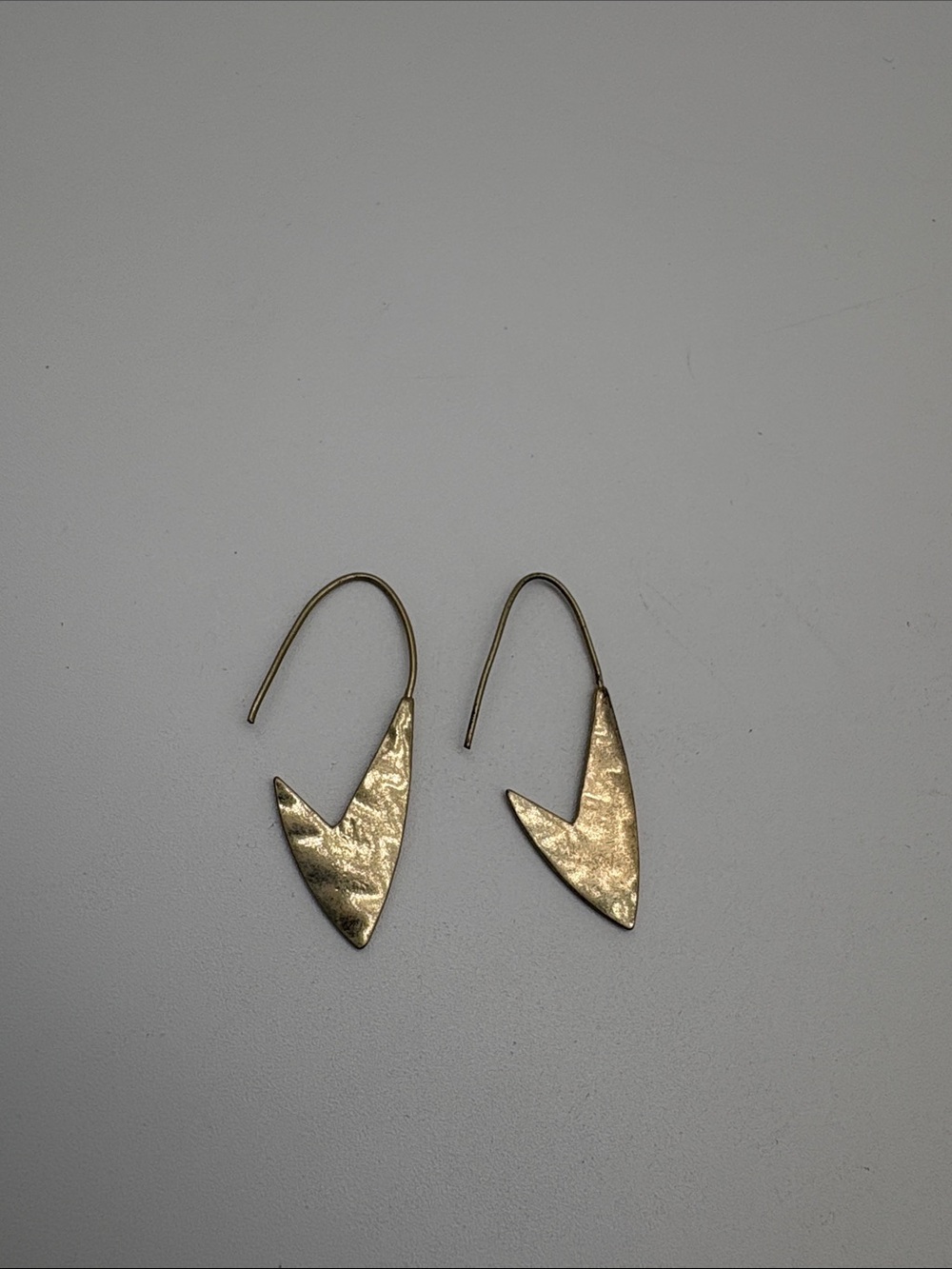 Gold Tone Metal Arrow Hook Boho Artsy Earrings